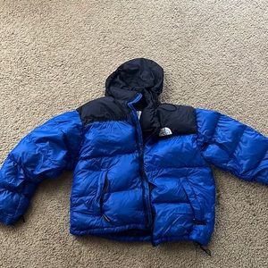 Blue north face puffer